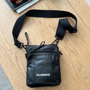 All saints Falcon Leather Crossbody Pouch Bag